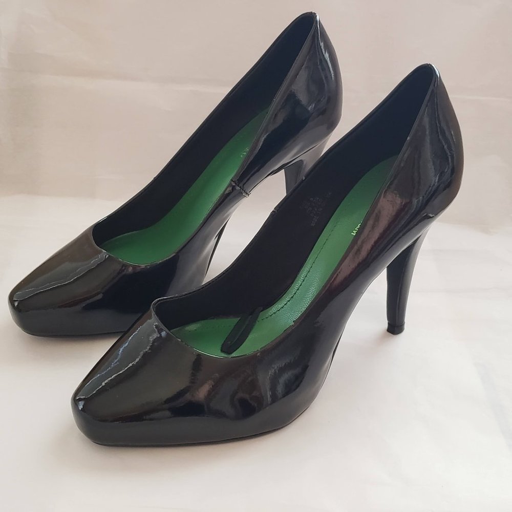 H&M Black Patent Platform Pumps High Heel Round Toe Size 8